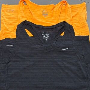 Nike Dri-FIT Black and Bright Orange Tank Tops